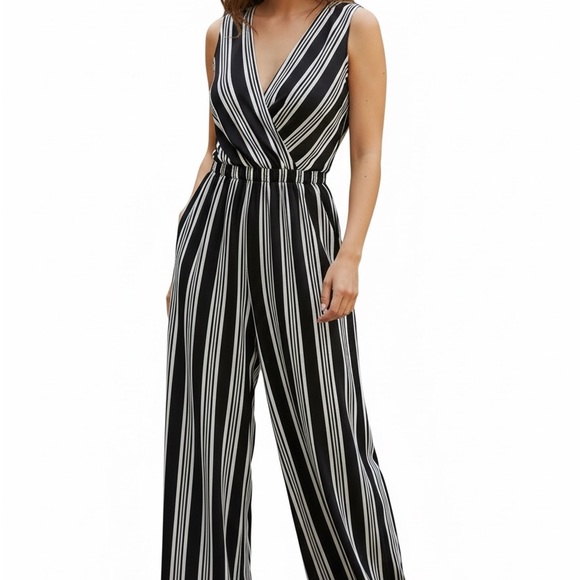 Ava & Viv Black and White Striped Jumpsuit - Picture 4 of 4
